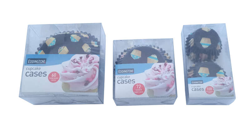 Eddingtons 232x Cupcake Case - 3 Sizes : 100xS-72xM-60xL - Heaven Black