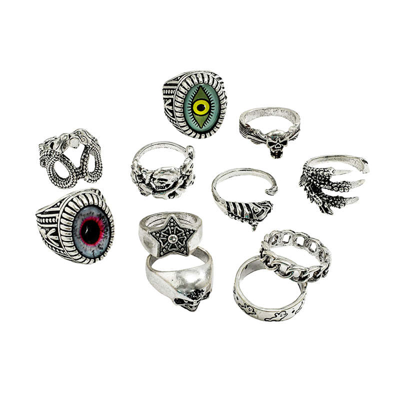 Evil Eye Dragon Claw Stacking Rings Set Vintage Punk Rings For Men