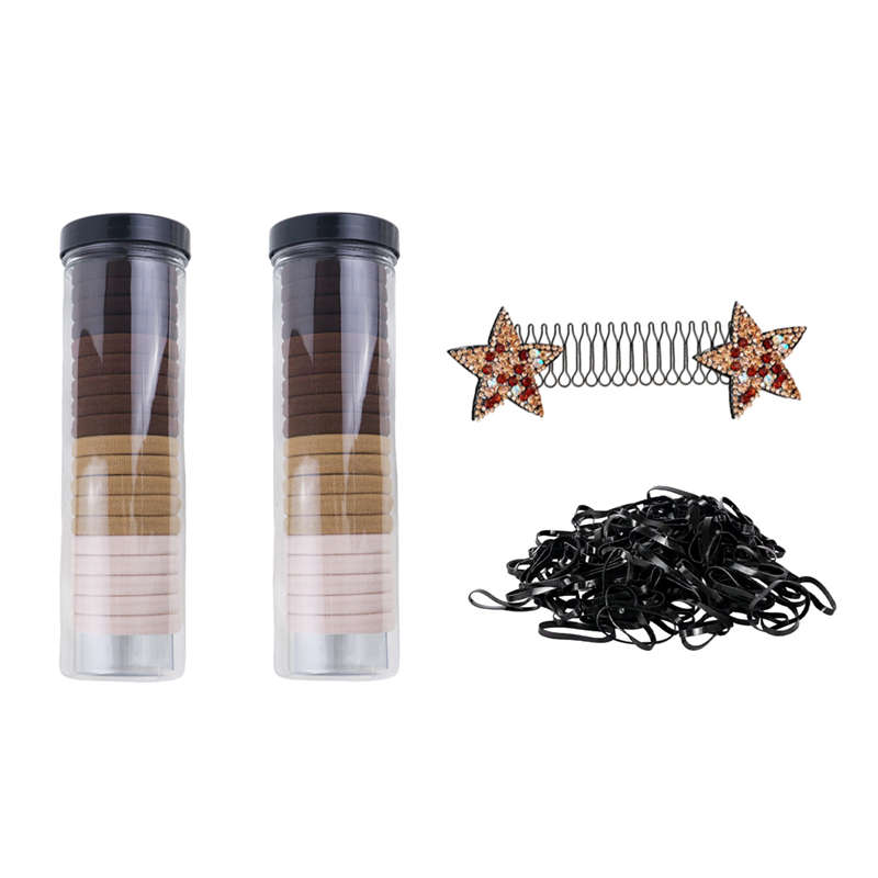 Bigfive Seamless Microfiber Elastics Hair Ties With Hair Stretchable Clip - Brown