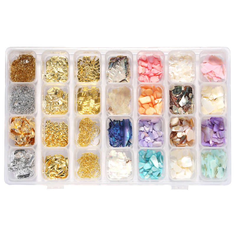 28 Grids Mixed Color Nail Foil Paillette For Nail Art Decoration - Zircon