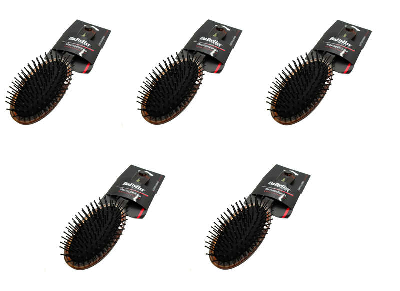 5 x Babyliss Plastic Vintage Bristle Massage Hairbrush - Long Hair Care