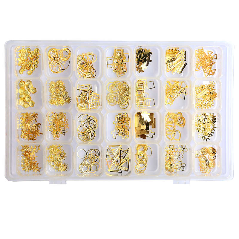 28 Grids Mixed Color Nail Foil Paillette For Nail Art Decoration - Gold