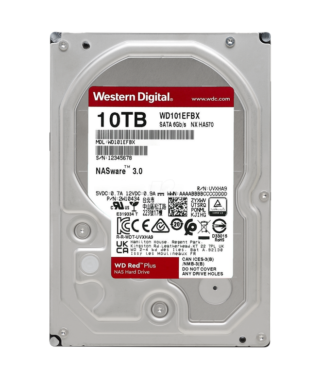 Western Digital WD Red Plus WD101EFBX 10 TB Hard Drive - 3.5'' Internal - SATA (SATA/600)