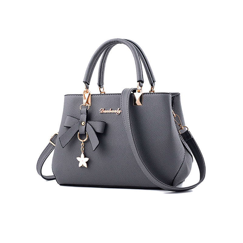 Top Handle Satchel Fashion Tote Handbag - Grey