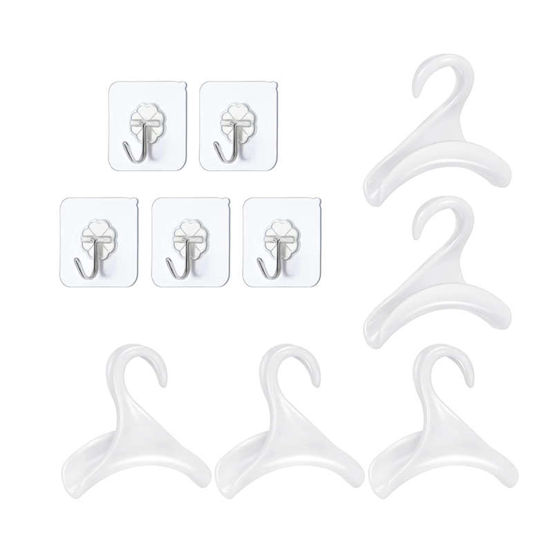 DHAO 5 Pack Heavy Duty Self Adhesive Hooks With Purse Hanger Hook - White