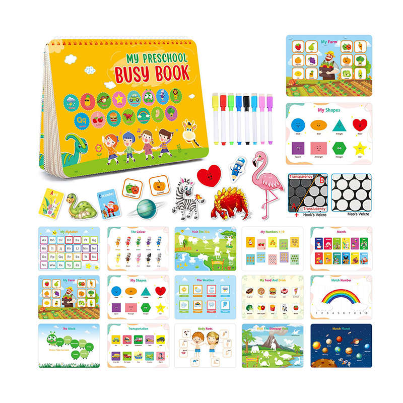 Preschool Busy Book Montessori Toys with Pens for 3-5 Year Old Kids