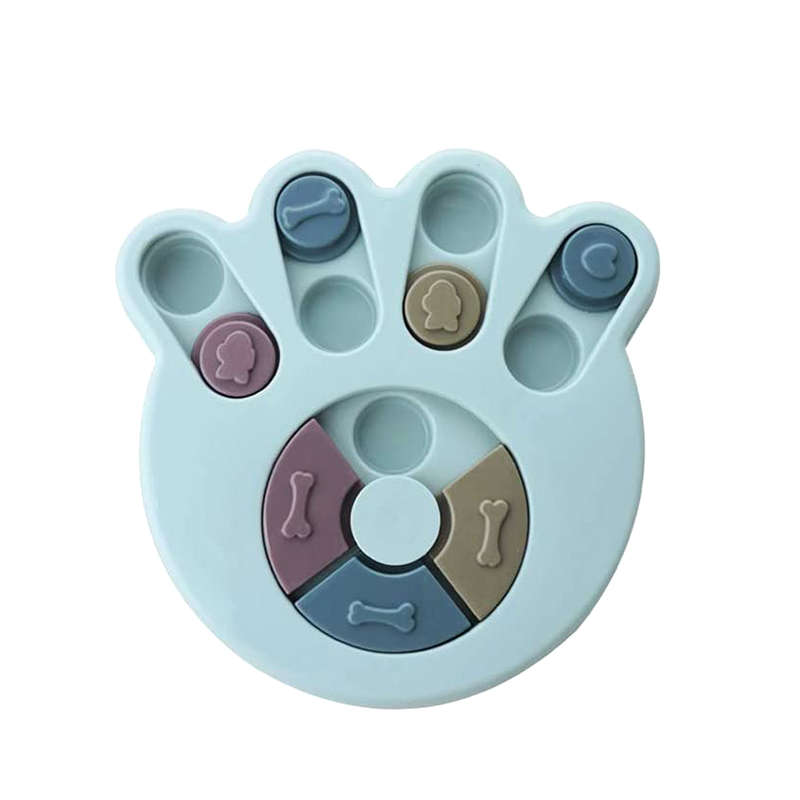 Dog Paw Puzzle Toys Slow Feeder Food Dispenser For Puppy - Blue