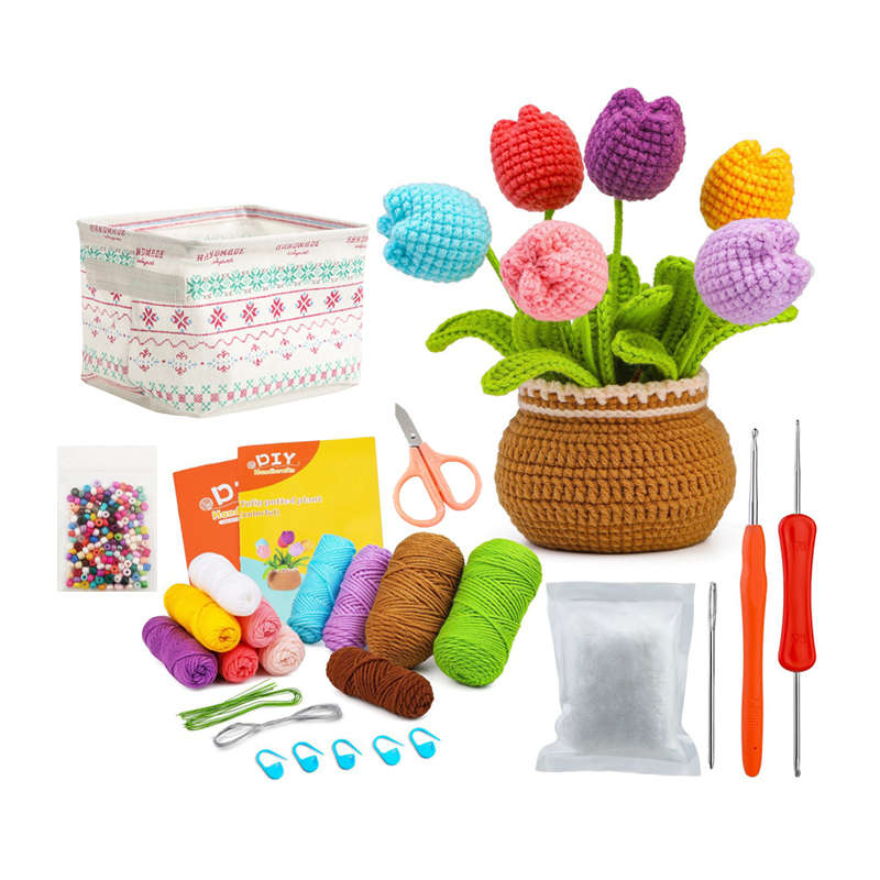 Jacaranda Flower Crochet Starter Kit For Beginners - Red