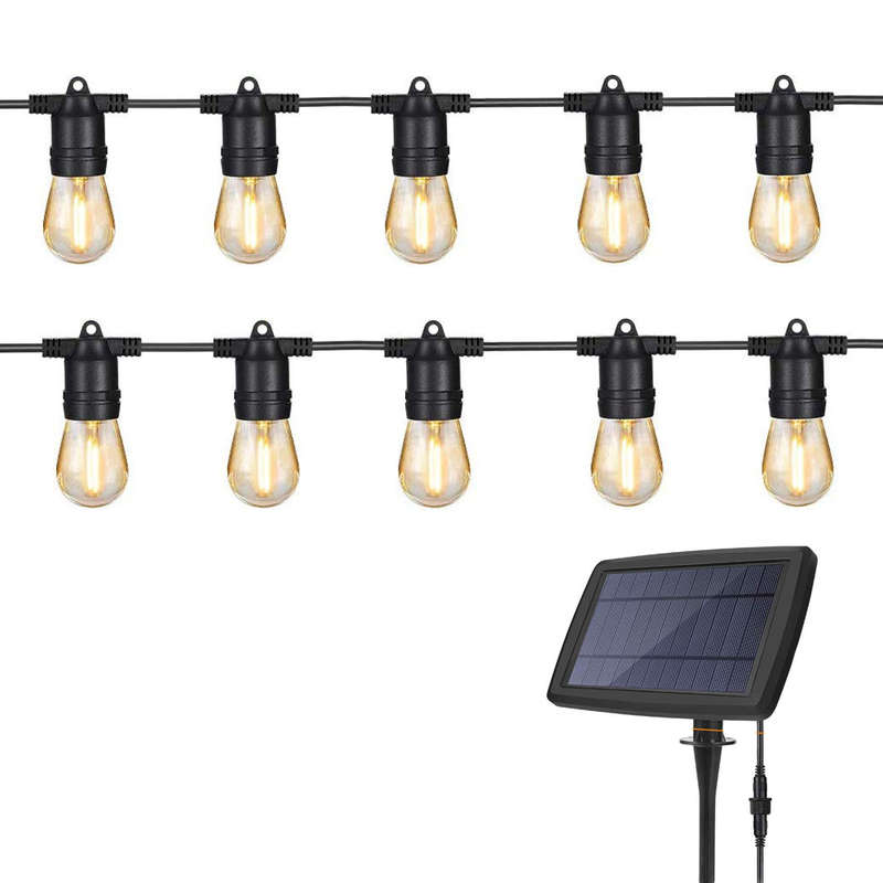 10m x 2 Solar 10 LED Festoon Vintage Bulb String Lights