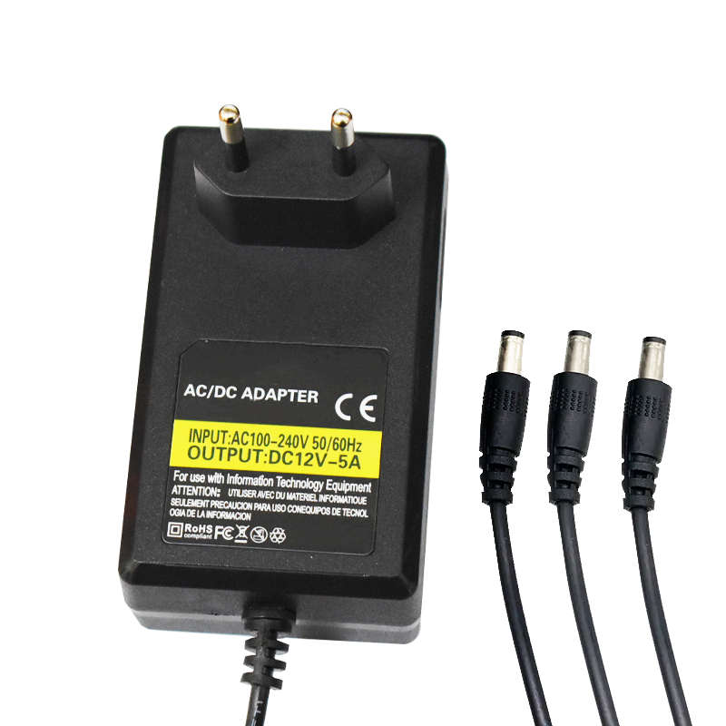 3-Way 12V 5A Power Supply Adapter  DC Power Splitter for CCTV Camera, DVR, NVR, LED Lights & E...