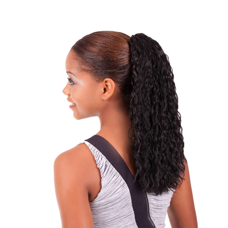 24 Inch Curly Wavy Ponytail Extensions For Women - 1B#
