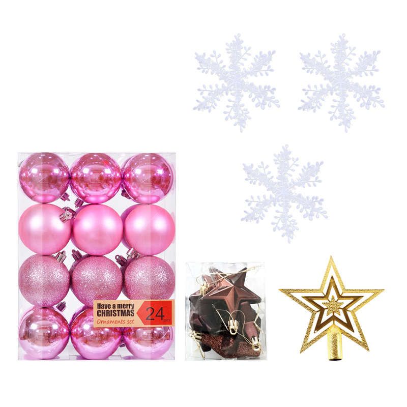 Christmas Balls Ornaments 24pcs 6cm Xmas Tree Decorations - Pink