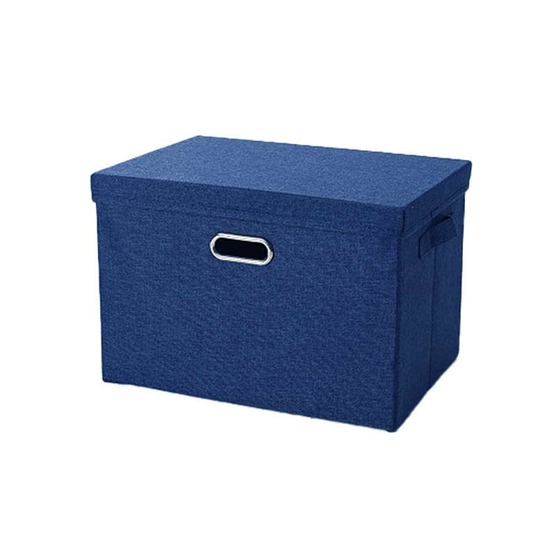 DHAO-Foldable Linen Fabric Clothing Storage Box Collapsible Organizer Blue - Blue S