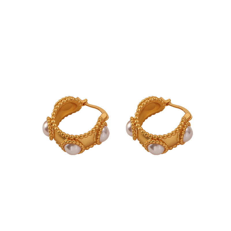 Jacaranda Vintage Pearl Earrings Golden Fashion Jewelry