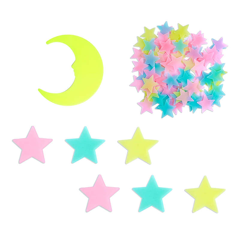 Colourful Self Adhesive 3D Glowing Stars and Moon For Ceiling