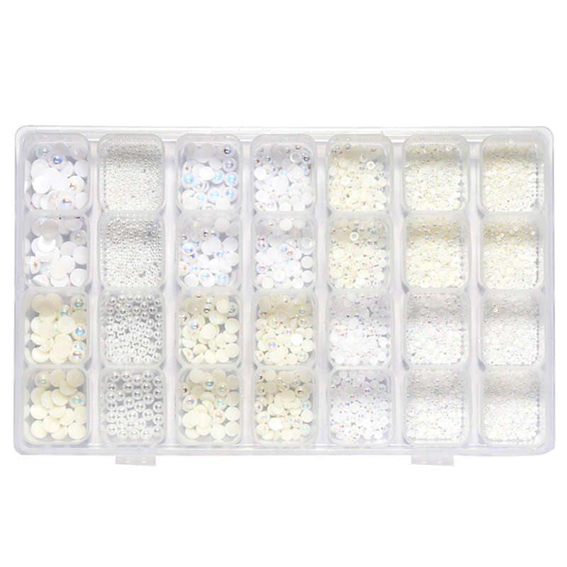 28 Grids Mixed Color Nail Foil Paillette For Nail Art Decoration - Pearl