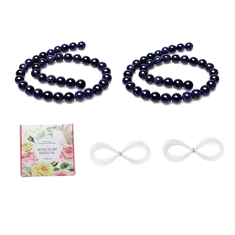 8mm Natural Black Onyx Gemstone Round Loose Beads For Jewelry - Dark Blue