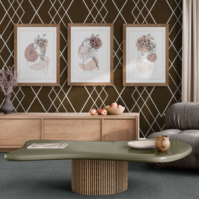 Floral Elegance  Set of 3 Minimalist Floral Line Art Canvas Prints | A4 & A3 Sizes | Modern Bo...