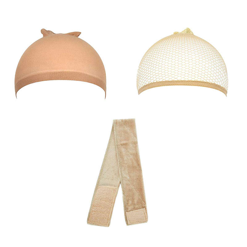 3 Pack Elastic Wig Grip Headband Mesh Wig Cap Nylon Wig Caps - White