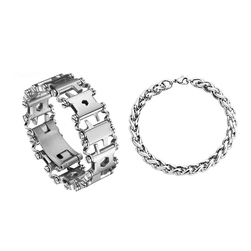 Jacaranda 29 in 1 Multitool Bracelet For Men Outdoor Travel - Silver