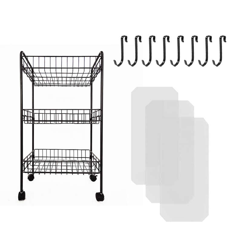 Kitchen Storage Cart With Wheels Kitchen Food Organizer - 3 Tier