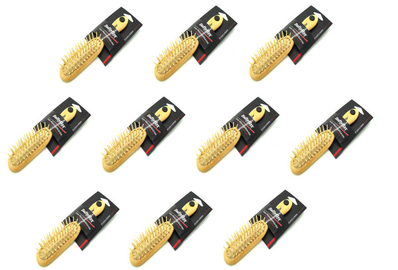 10 x BaByliss Mini Wooden Bristle Massage Hair Brush for Children or Women