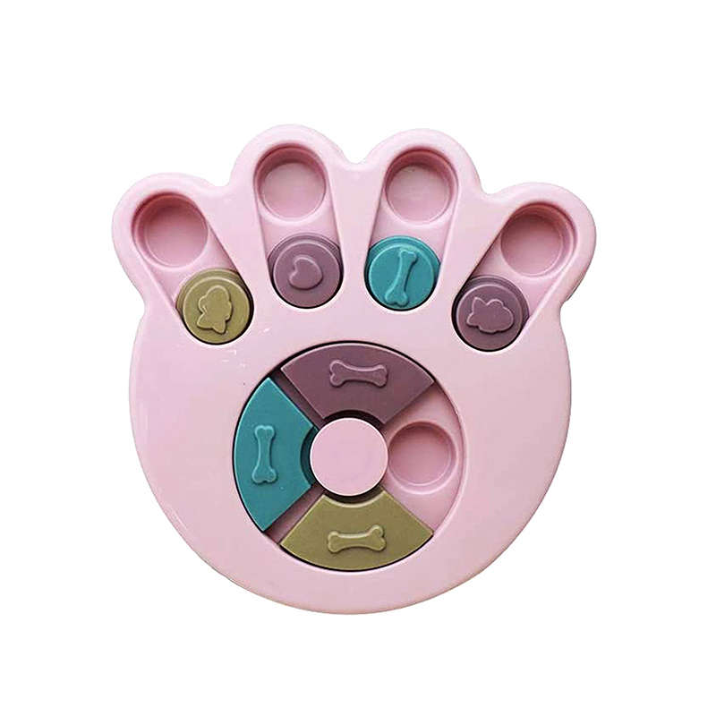 Dog Paw Puzzle Toys Slow Feeder Food Dispenser For Puppy - Pink