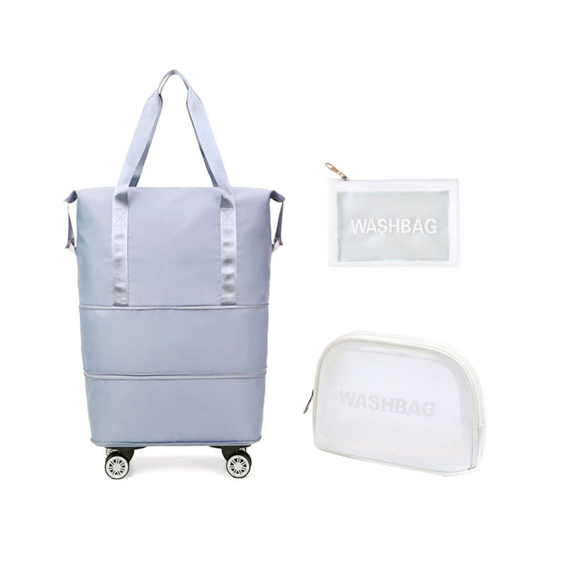 Webuy Expandable Foldable Travel Duffel Bag with Removable Wheels - Grey