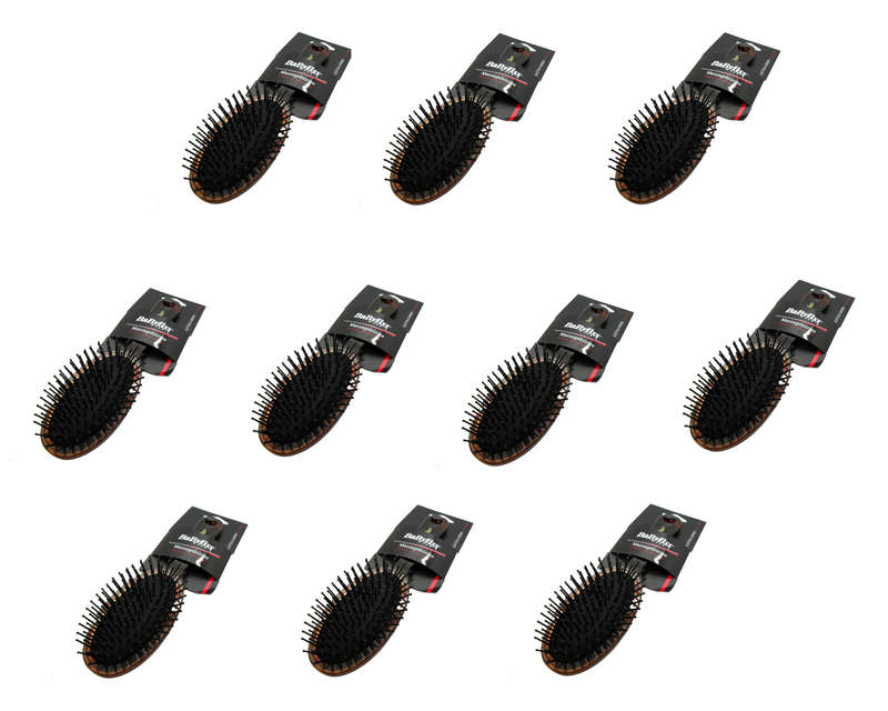 10 x Babyliss Plastic Beige Bristle Massage Hair Brush - Long Hair Care