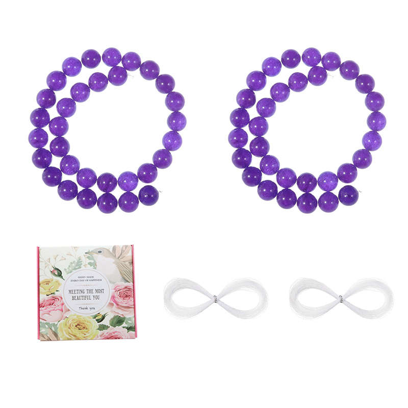 8mm Natural Black Onyx Gemstone Round Loose Beads For Jewelry - Purple
