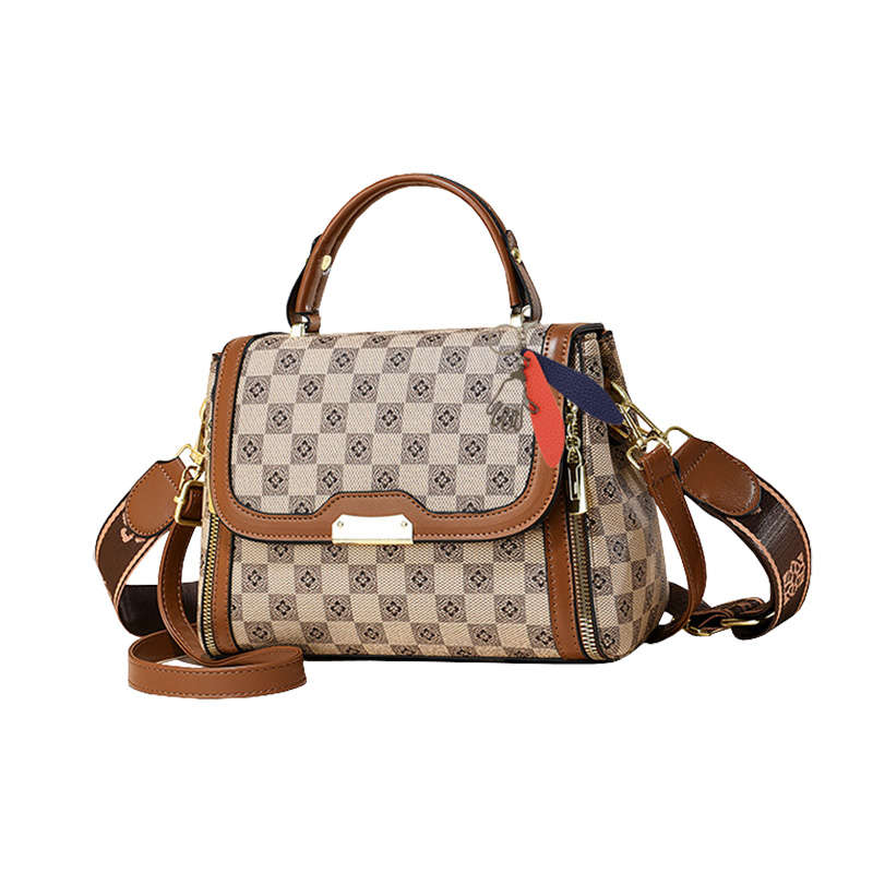 Small Crossbody Bag for Women PVC Leather Detachable Strap - Khaki