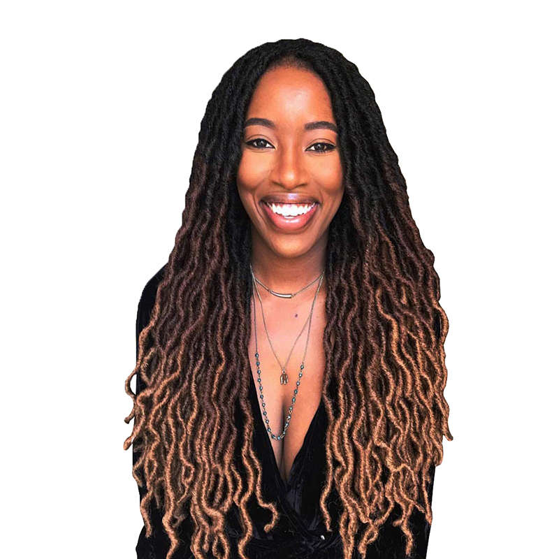 18" Wavy Gypsy Locs Ombre Crochet Hair African Roots Braiding Hair - Brown