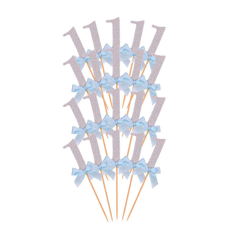 20 Pieces1st Birthday Cake Topper Decoration - Blue