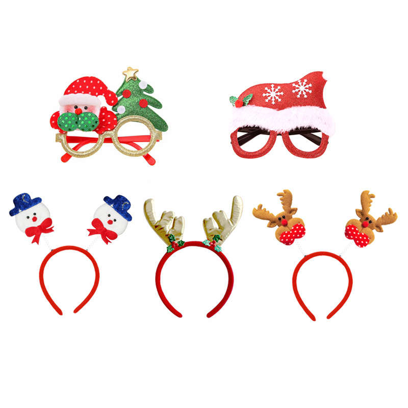 Jacaranda 5 Pack Christmas Glasses Frame and Headbands Set - Red