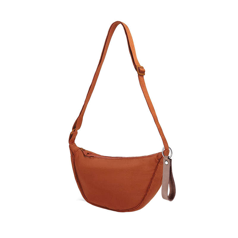 Small Sling Crossbody Bag Crescent Bag with Pendant - Orange