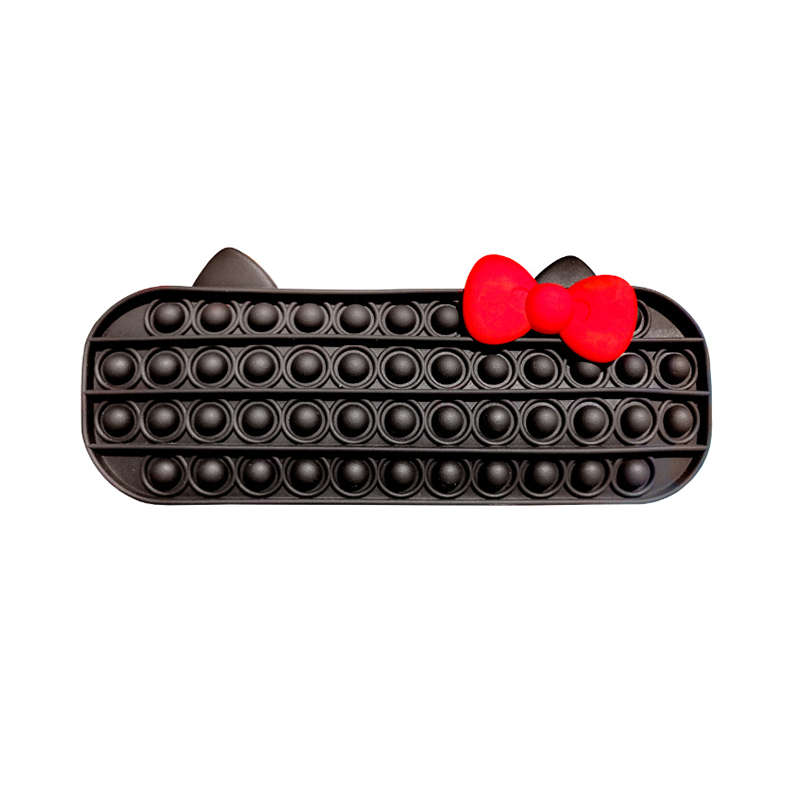 Pencil Case With Zipper Push Pop Bubble Fidget Toy - Black