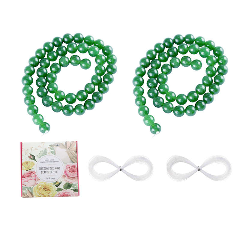 8mm Natural Black Onyx Gemstone Round Loose Beads For Jewelry - Green