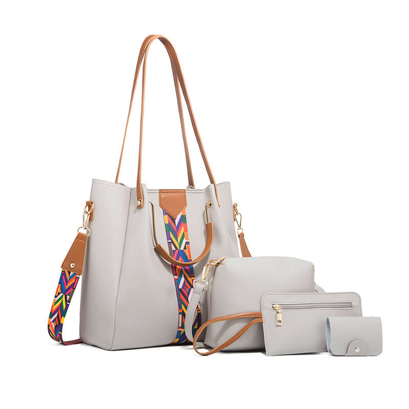 4 Piece Handbags Top Handle Satchel Bags Tote Bags Tote Purses - Grey