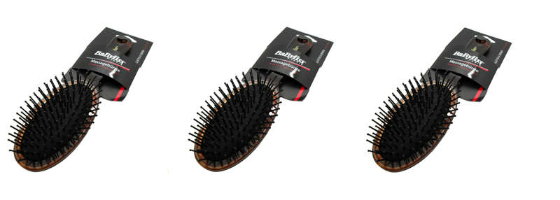 3 x BaByliss Plastic Vintage Effect Bristle Massage Hair Brush for Women