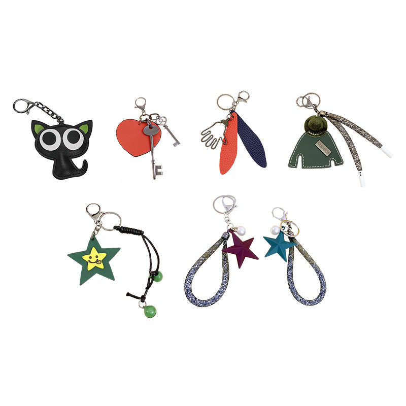 7-Piece Cute Fun Cartoon Key Ring Set