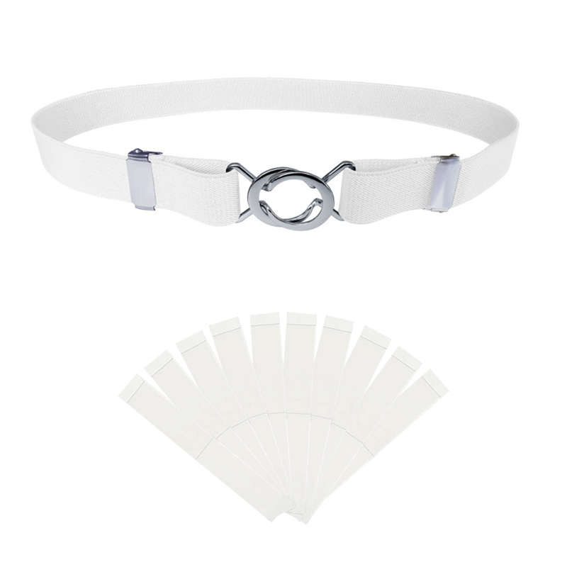 Women Skinny Belt Comfortable Elastic Adjustable Belt - White