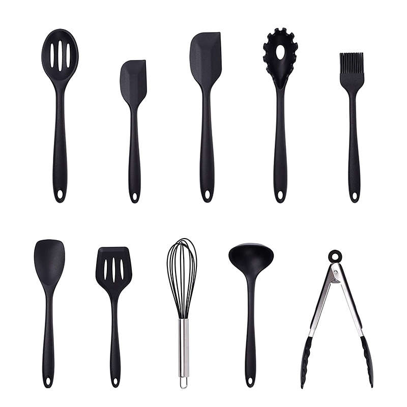 10 Pieces Silicone Cooking Utensils Kitchen Utensil Set - Black