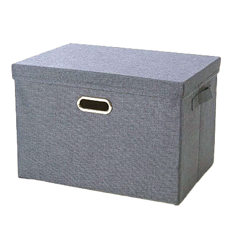 DHAO-Foldable Linen Fabric Clothing Storage Box Collapsible Organizer Grey - Grey XL