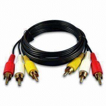 3RCA Male to Male Cable  5 Metres | Red, White & Yellow AV Composite Audio Video Cable for TV,...