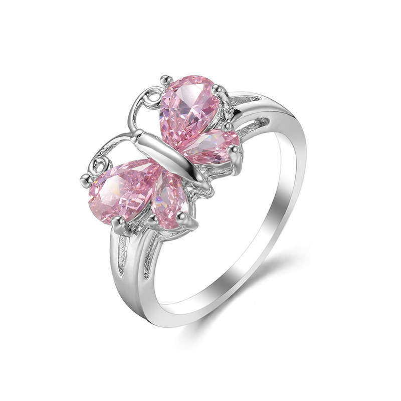 DHAO Women's Fashion Jewellery Ring Butterfly Crystal - L 1/2