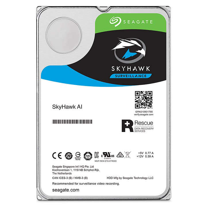 Seagate Skyhawk AI 12TB 3.5'' HDD Surveillance Drives; SATA 6GB/s Interface; 256MB Cache; RPM: 72...