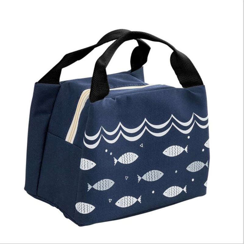 DHAO-Lunch Bag High Capacity Box Waterproof Reusable Thermal Portable Bag - Blue