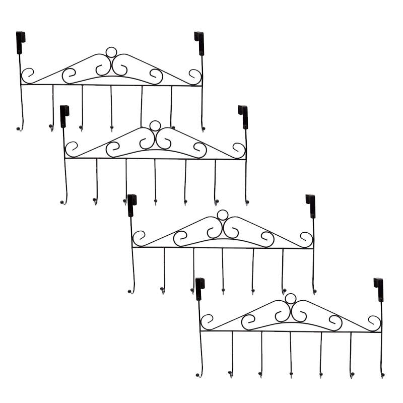 4 x Metal Over the Door Towel Hook Decorative Organizers Storage Rack