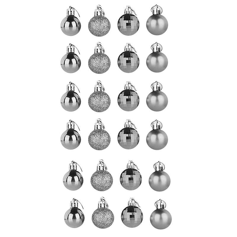 DHAO-Christmas Ball Assorted Pendant Shatterproof Ball Ornament Set - Silver