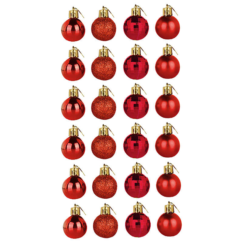 DHAO-Christmas Ball Assorted Pendant Shatterproof Ball Ornament Set - Red